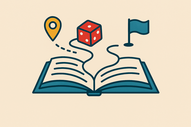 Buch mit Wegweiser [Generiert mit Copilot]