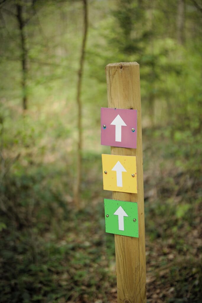 Schilder im Wals [Bild von DerWeg auf Pixabay]